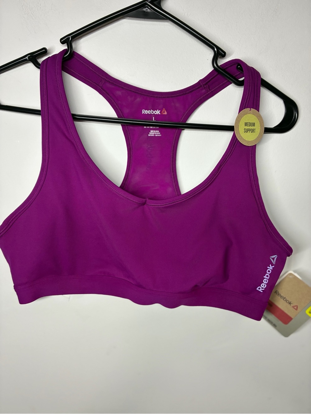 Reebok Purple Racerback Medium Support Sports Bra